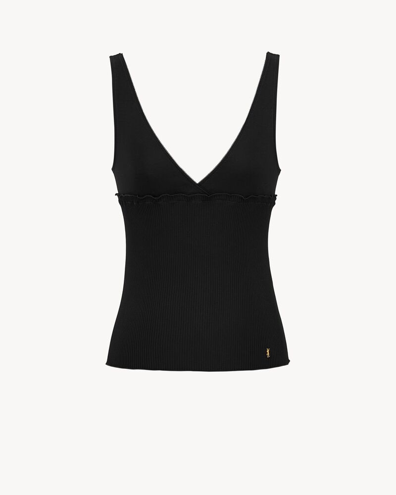 LE CASSANDRE罗纹桑蚕丝平纹针织背心