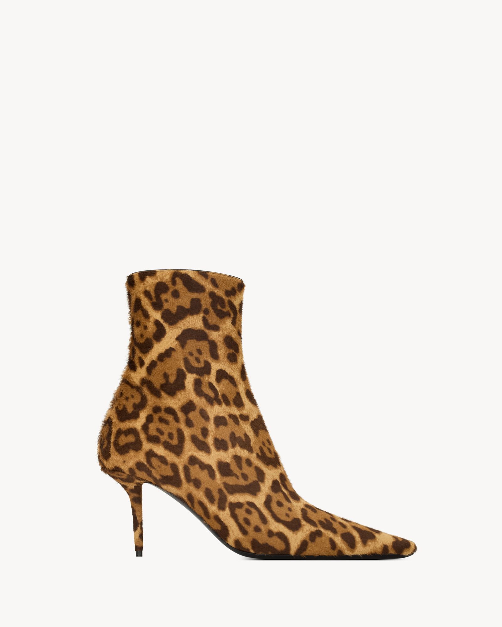 豹纹色ASHLEY马毛效果皮革短靴