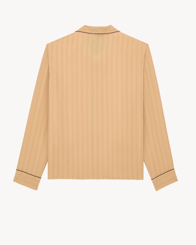 条纹桑蚕丝睡衣式上衣 