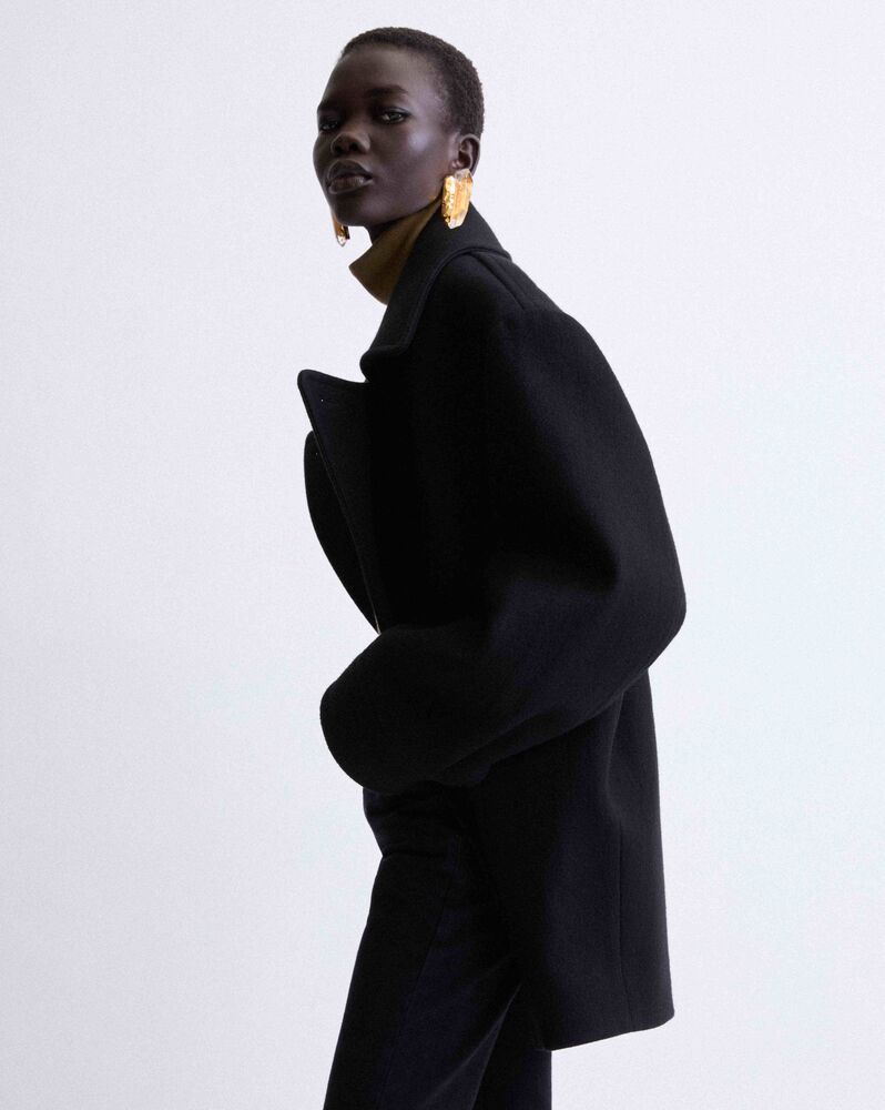 超大羊毛海军风大衣