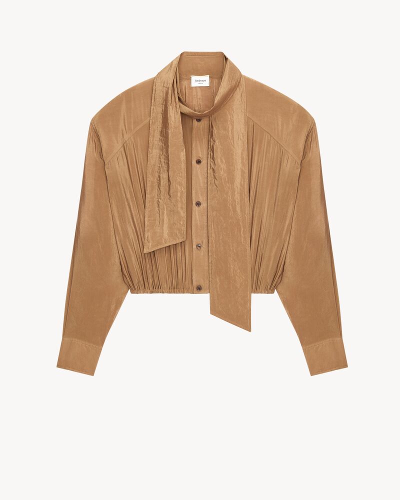 塔夫绸花结衬衫