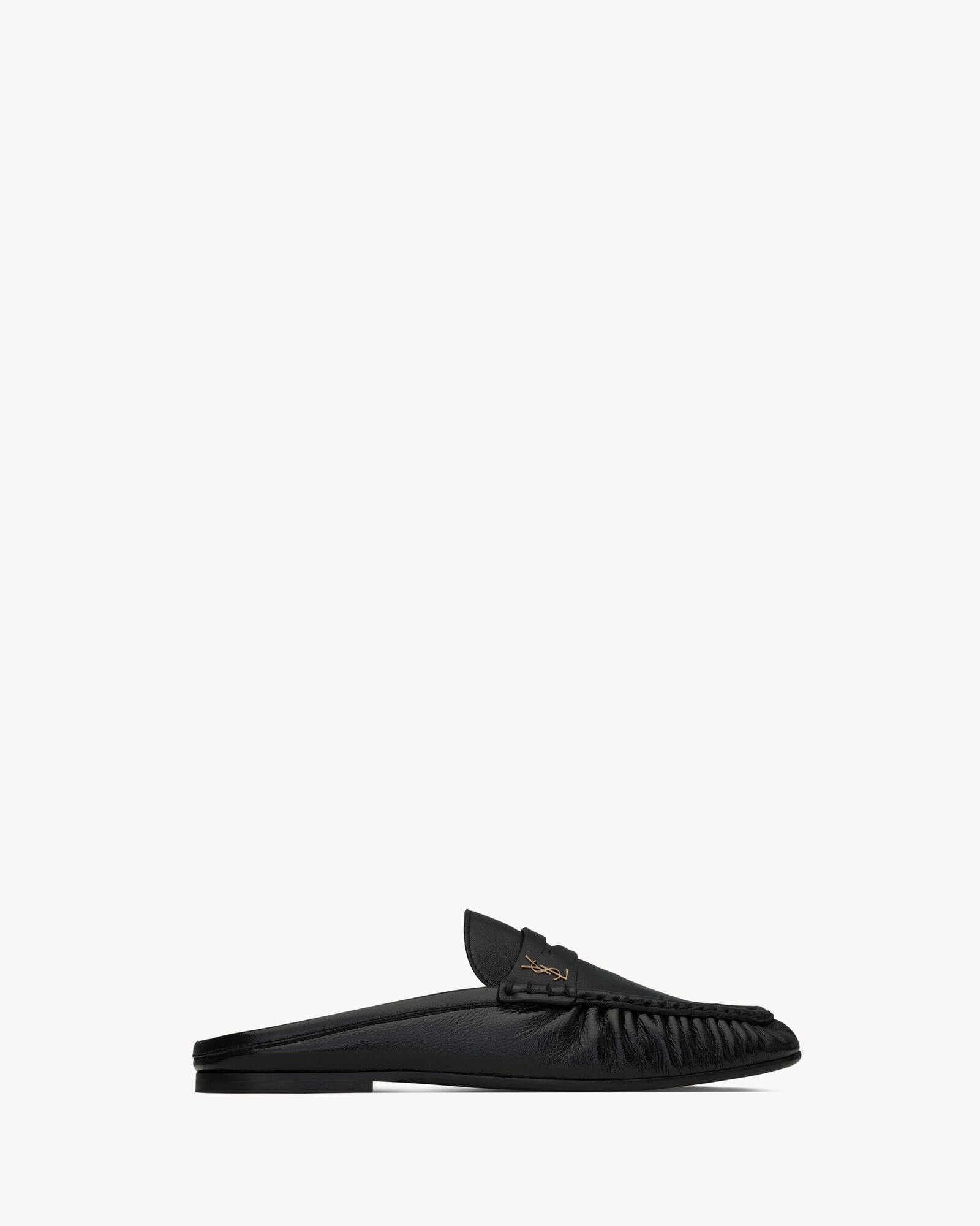 LE LOAFER亮面褶皱皮革穆勒鞋