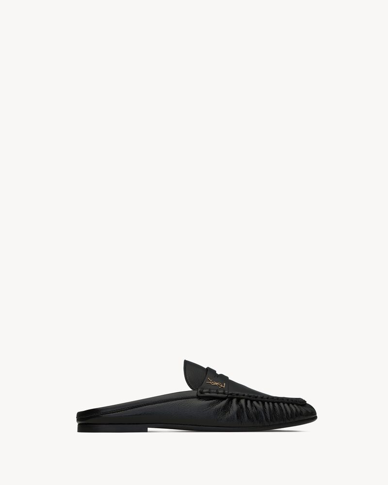 LE LOAFER亮面褶皱皮革穆勒鞋