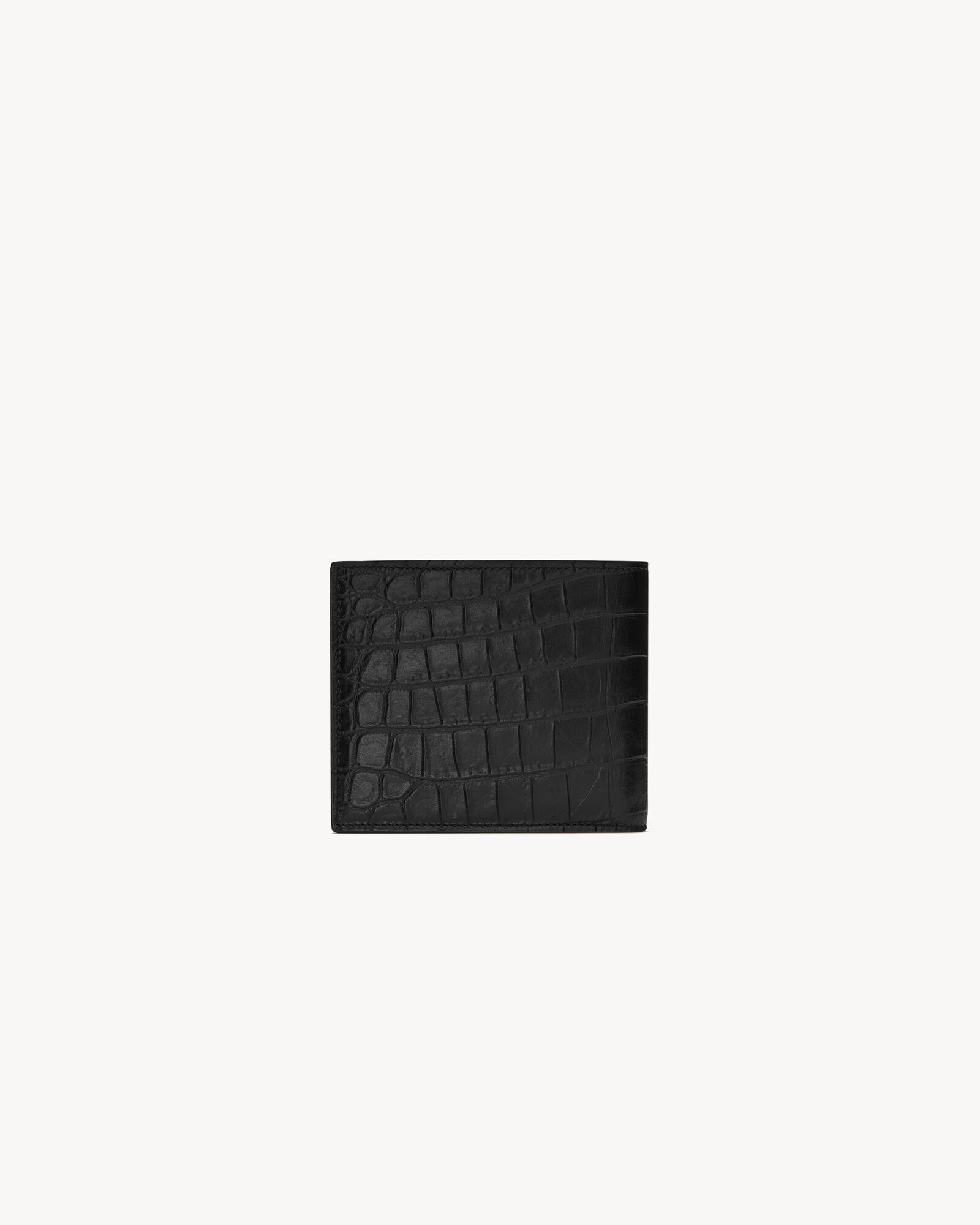 黑色TINY CASSANDRE 横款鳄鱼纹压印雾面皮革钱包
