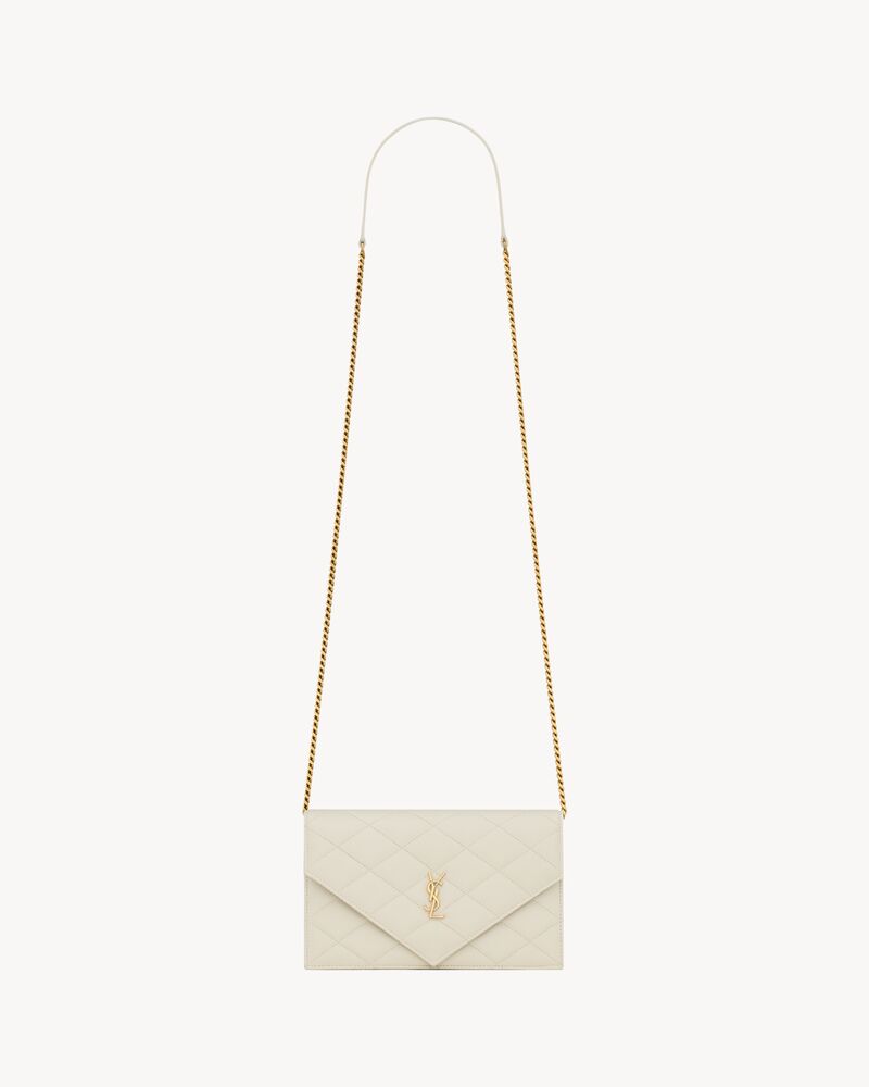 PARIS粒面皮革信封链条钱包