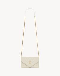 PARIS粒面皮革信封链条钱包