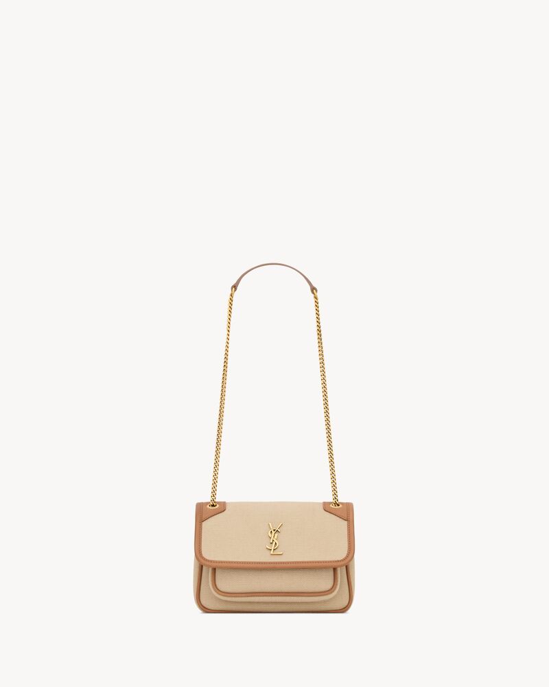 NIKI帆布和皮革迷你手袋