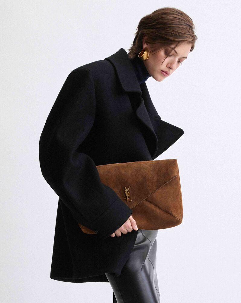 LE CASSANDRE XXL号绒面革链条手拿包