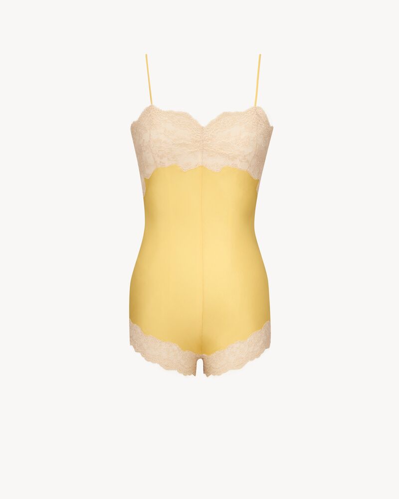 桑蚕丝平纹绉缎蕾丝连衫裤