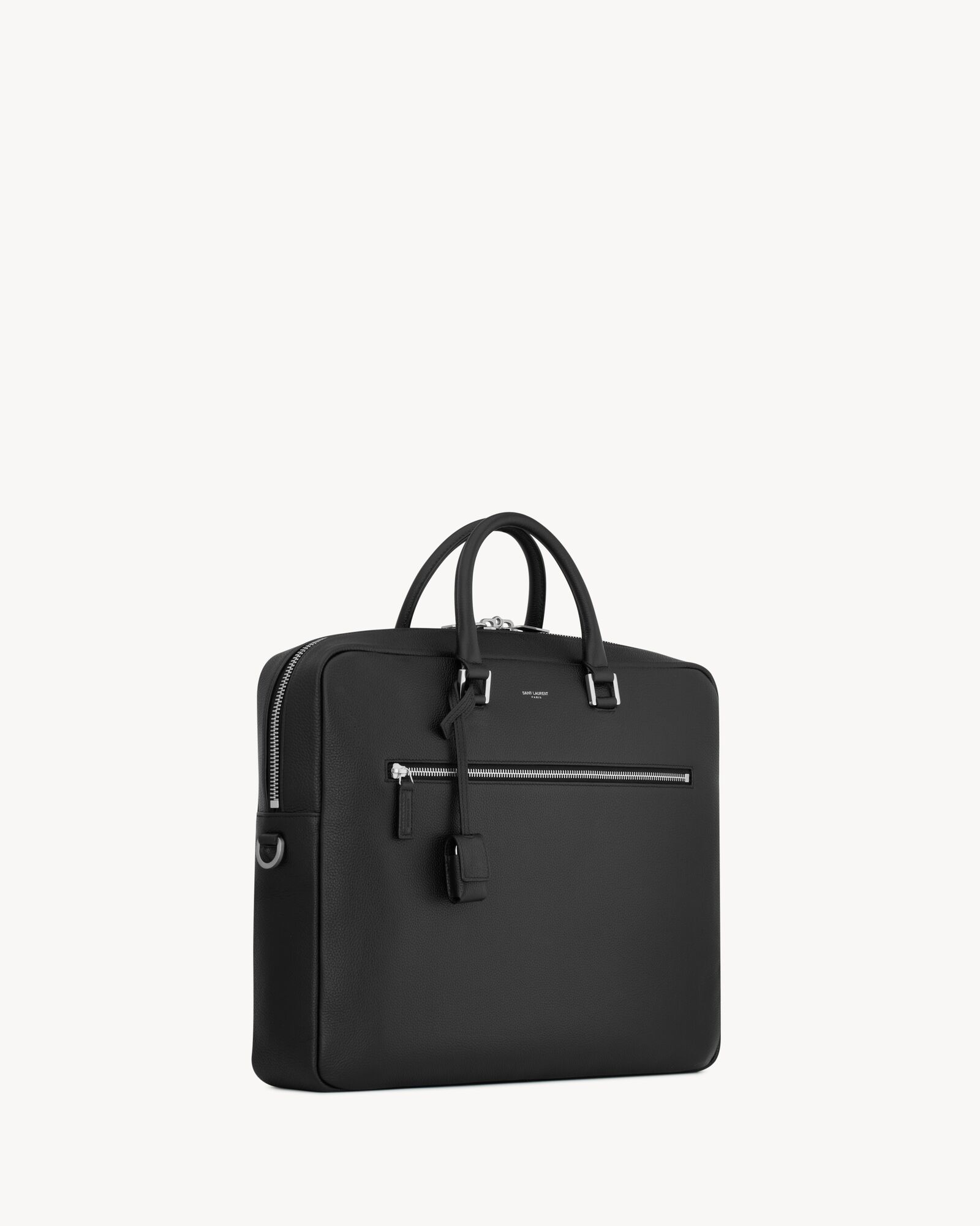 Sac de Jour 大号黑色粒纹软皮公文包