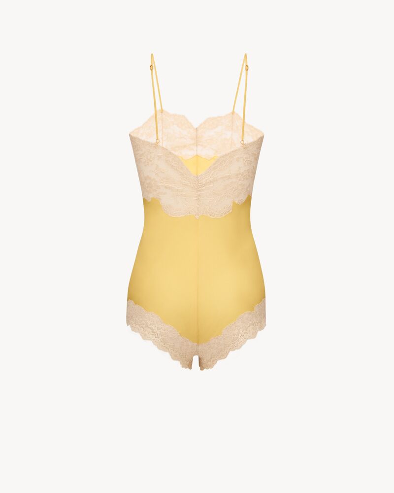 桑蚕丝平纹绉缎蕾丝连衫裤