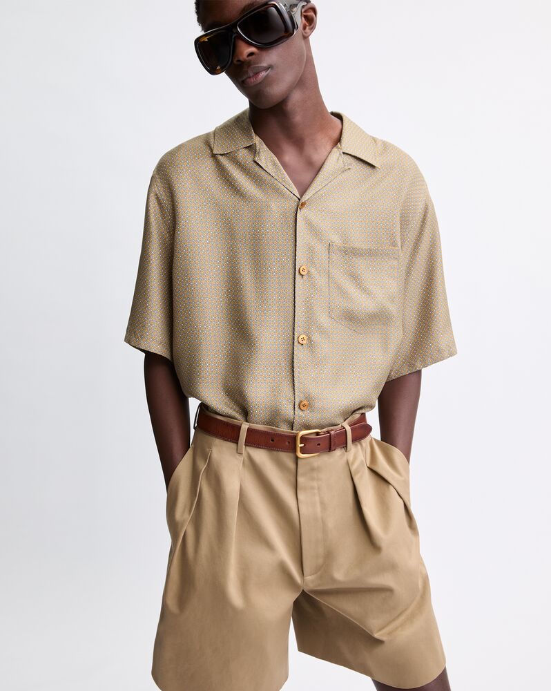 几何桑蚕丝缎面衬衫