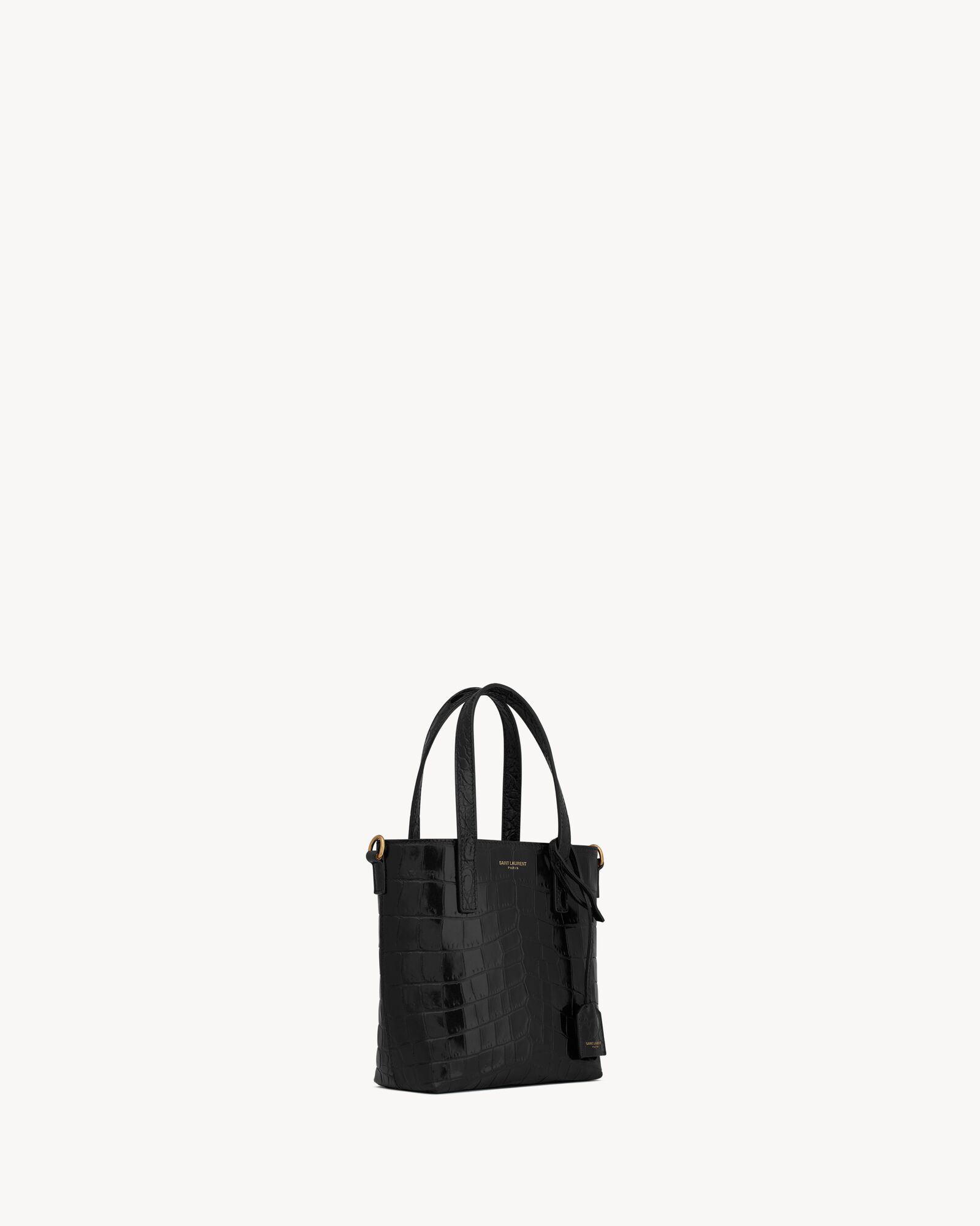 SHOPPING SAINT LAURENT迷你鳄鱼纹压印皮革手袋