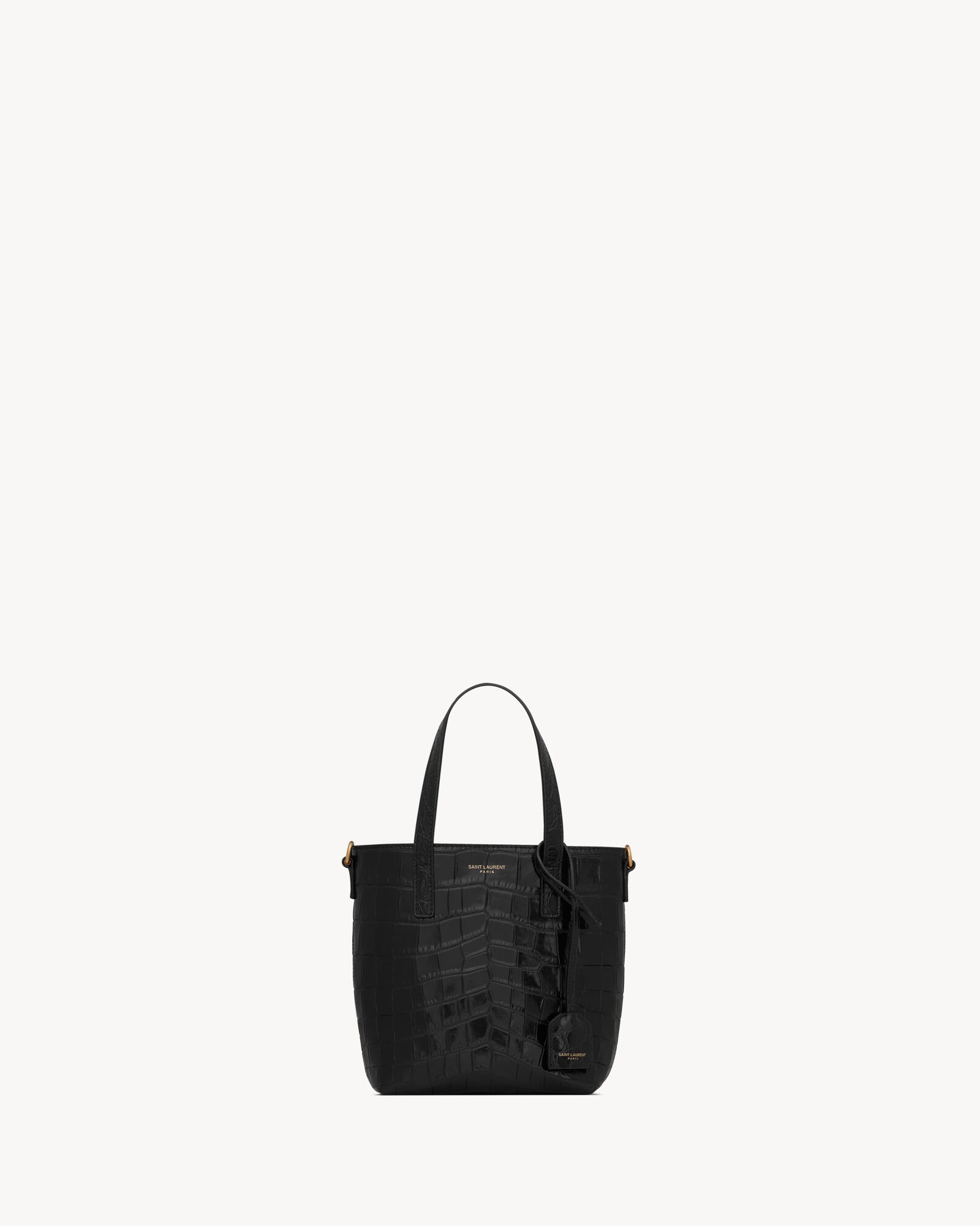 SHOPPING SAINT LAURENT迷你鳄鱼纹压印皮革手袋