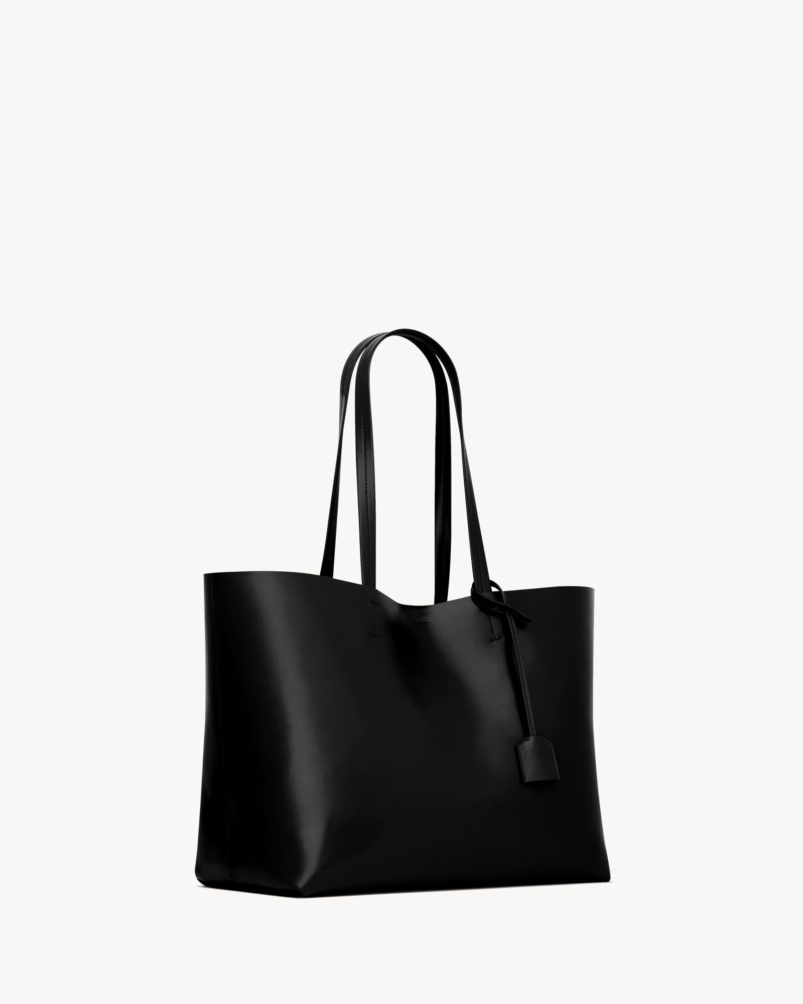 黑色和质朴驼色LE CASSANDRE光滑皮革购物袋