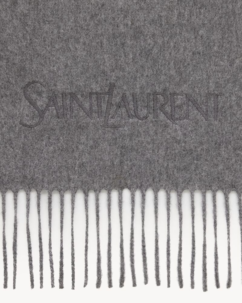 SAINT LAURENT山羊绒提花刺绣围巾