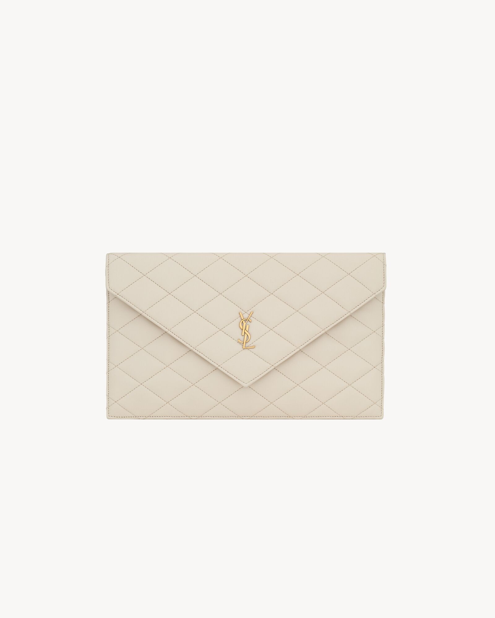 复古白色PARIS羊皮革手拿包