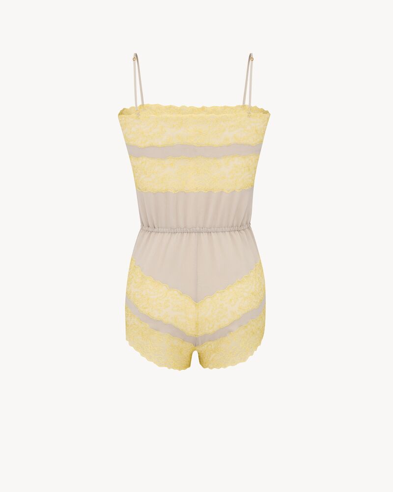 桑蚕丝平纹绉缎蕾丝连衫裤