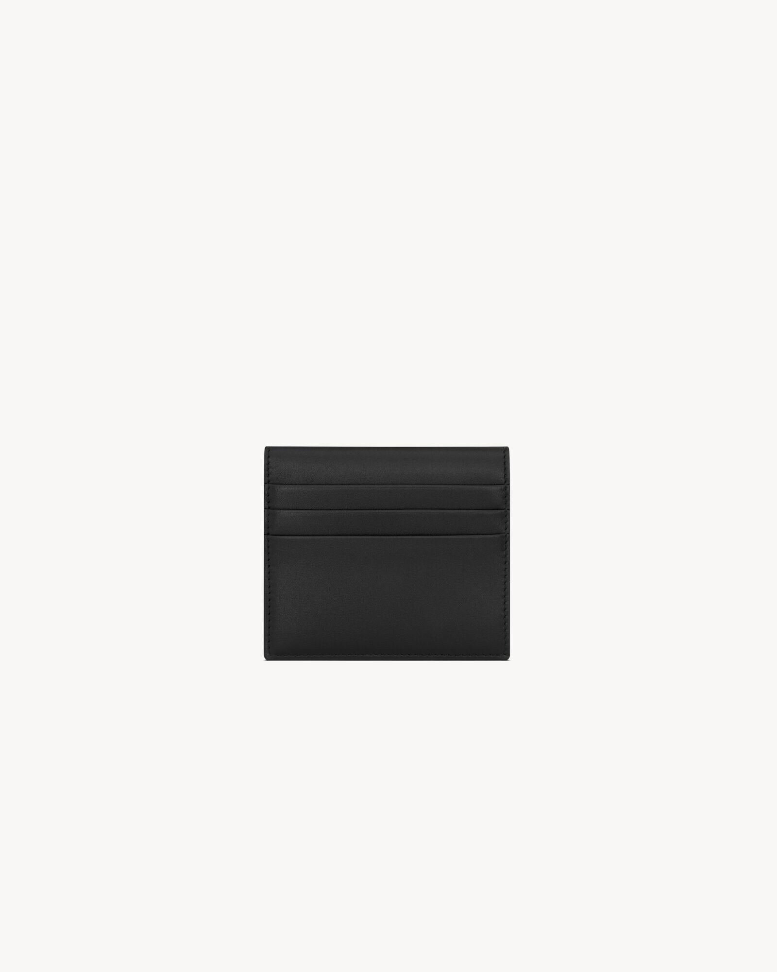 黑色SAINT LAURENT PARIS光滑皮革双面卡包