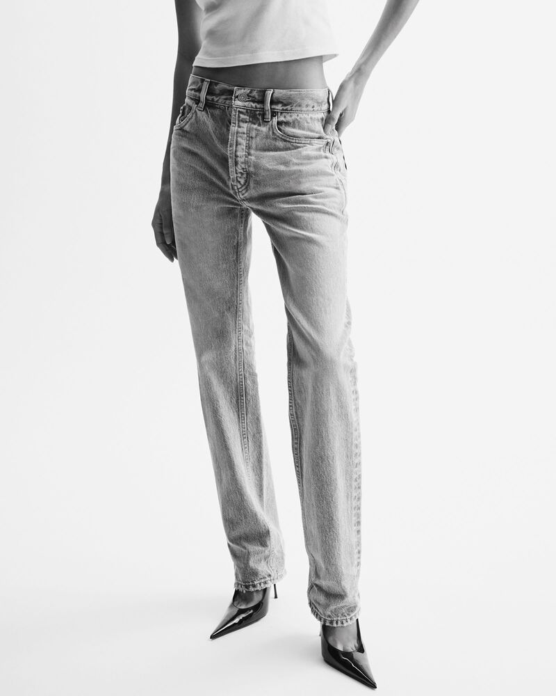 南方蓝直筒牛仔裤