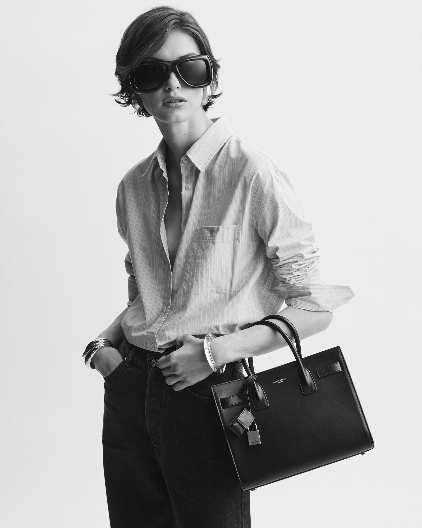 SAC DE JOUR BABY光滑皮革手袋