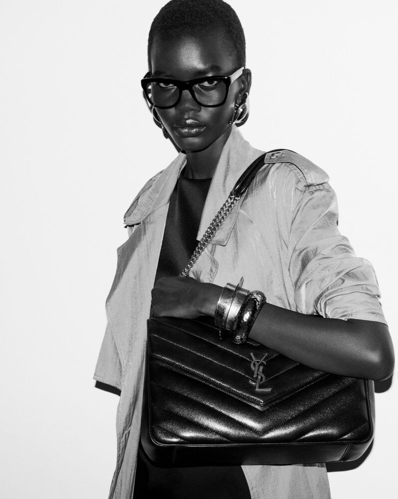 LOULOU大号绗缝羊皮革手袋