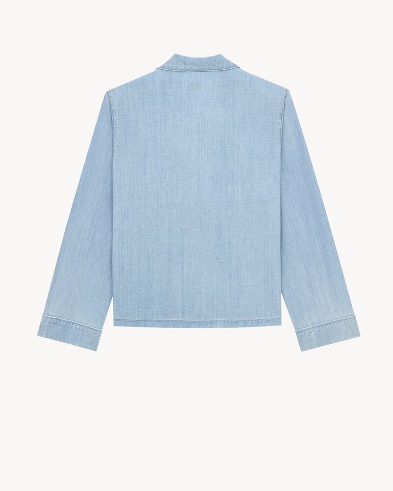 LE CASSANDRE蓝灰色复古钱布雷面料衬衫