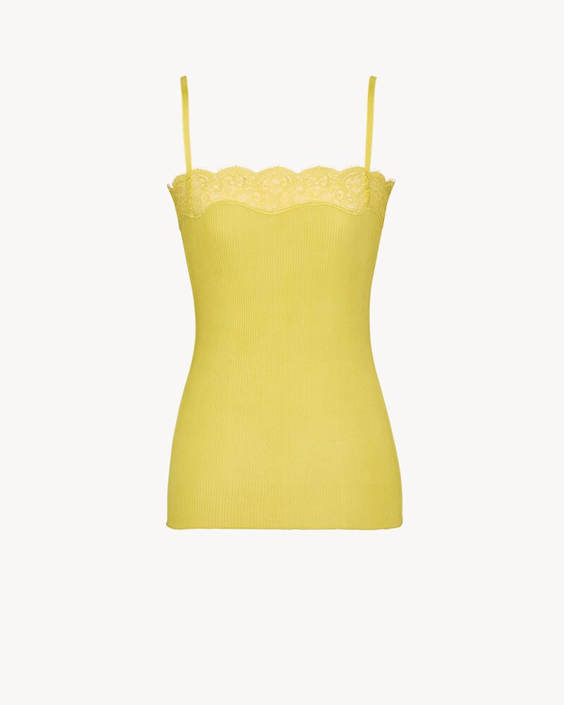 罗纹桑蚕丝平纹针织蕾丝背心