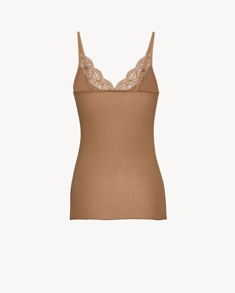 罗纹桑蚕丝平纹针织蕾丝背心