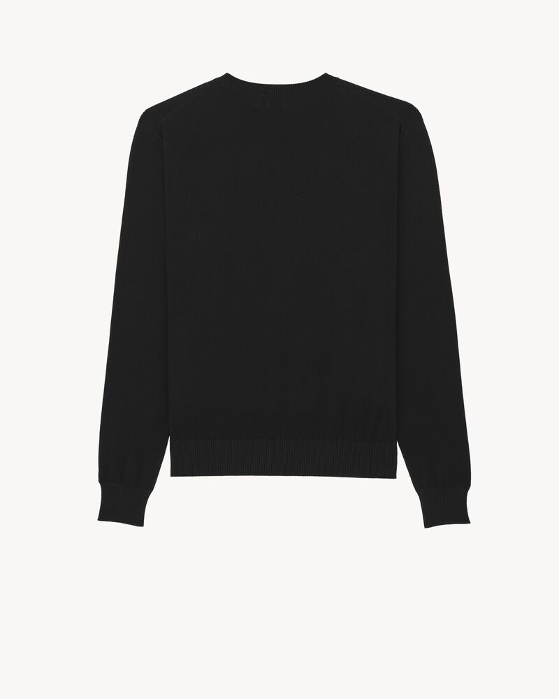 籽粒纹棉质圆领毛衫