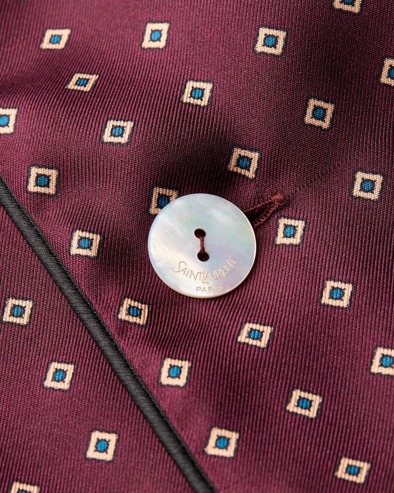 菱形纹桑蚕丝缎面睡衣式上衣