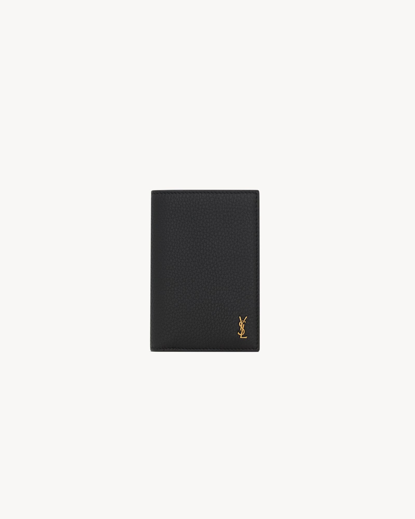 黑色TINY LE CASSANDRE粒面皮革信用卡钱包
