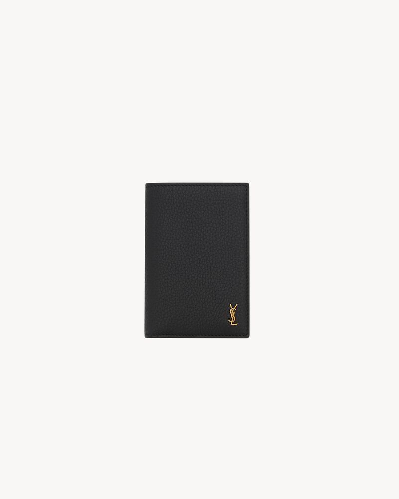 黑色TINY LE CASSANDRE粒面皮革信用卡钱包