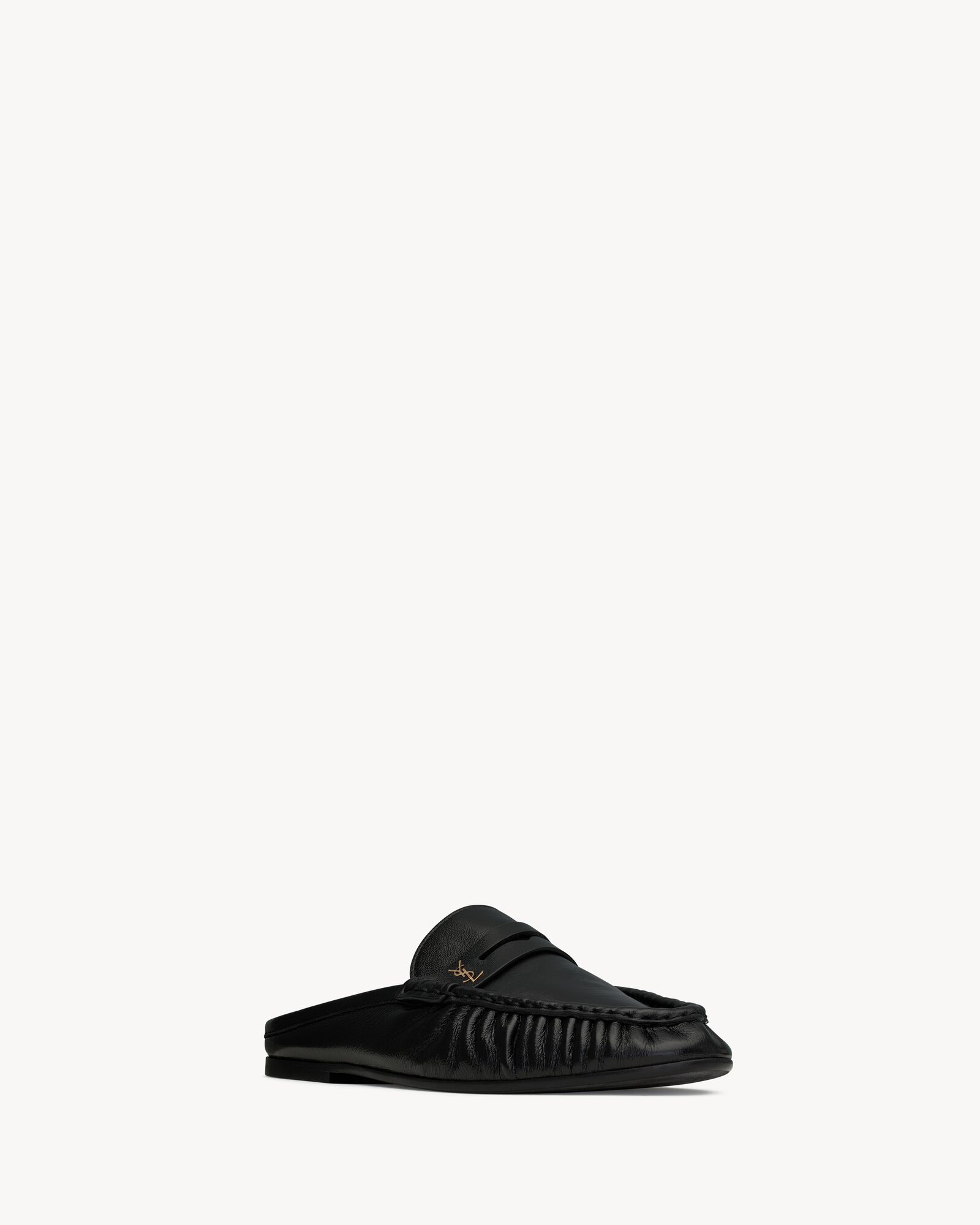 LE LOAFER亮面褶皱皮革穆勒鞋
