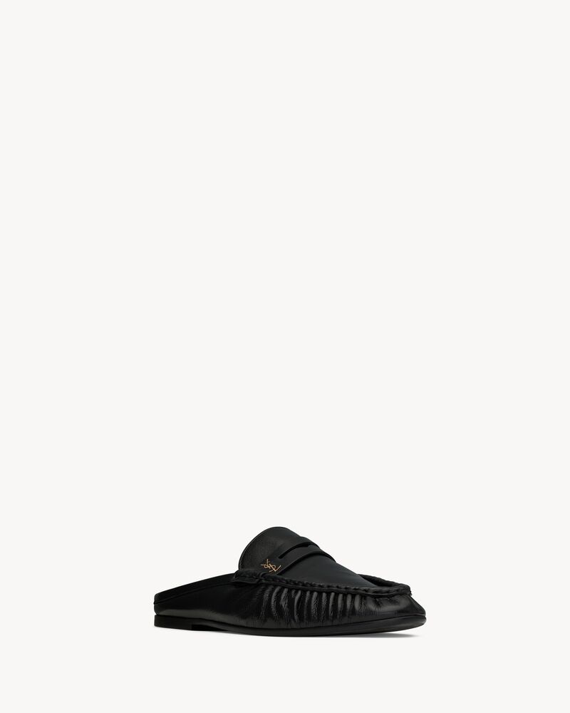 LE LOAFER亮面褶皱皮革穆勒鞋