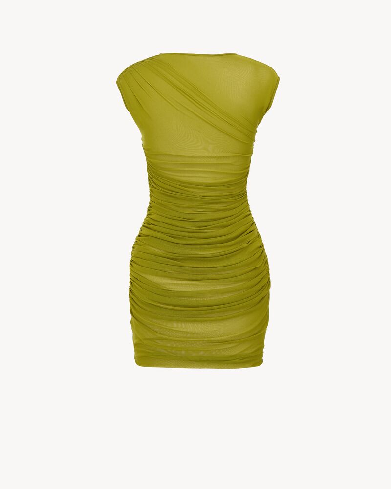 薄纱平纹针织褶饰连衣裙