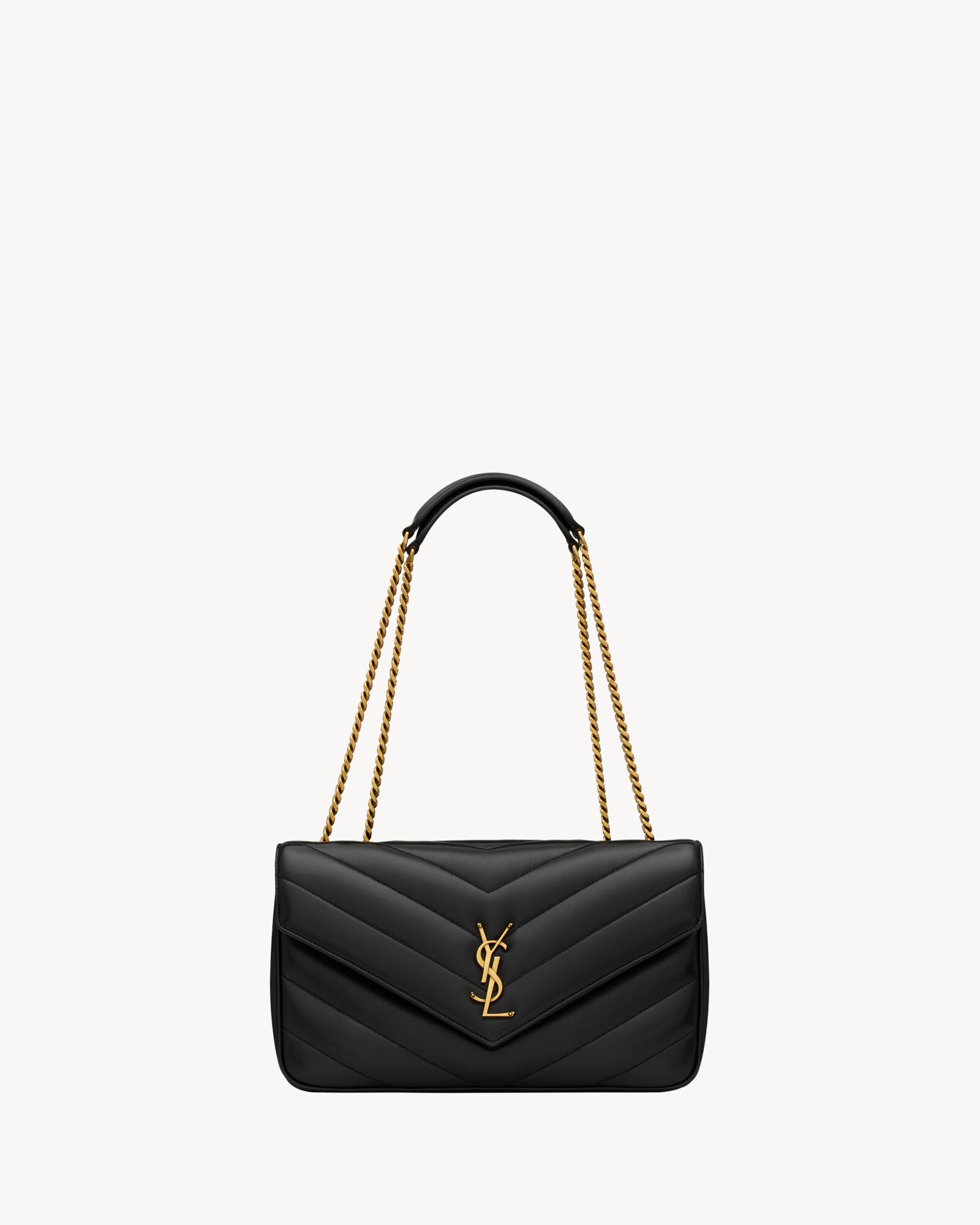 黑色LOULOU中号绗缝小羊皮手袋