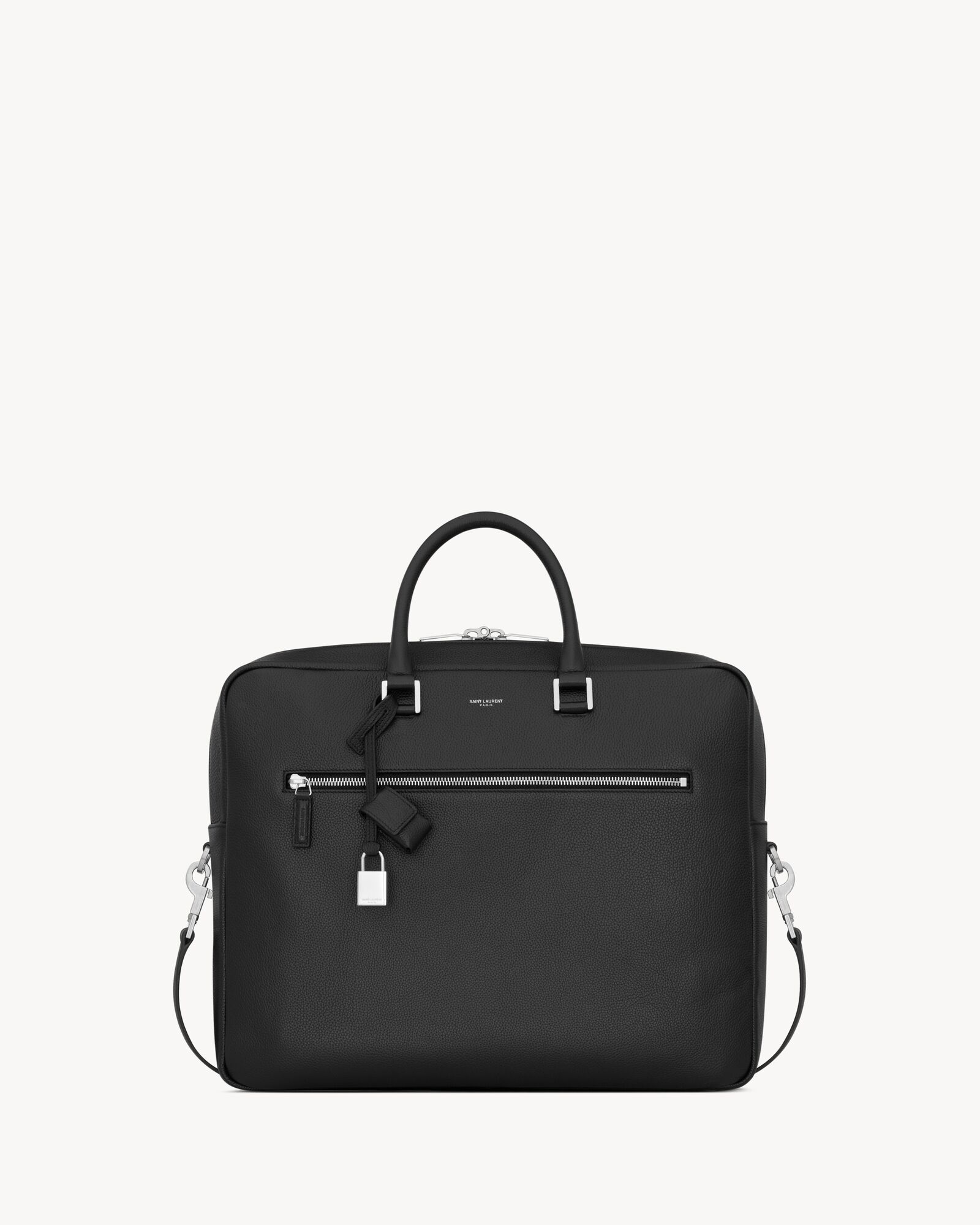 Sac de Jour 大号黑色粒纹软皮公文包