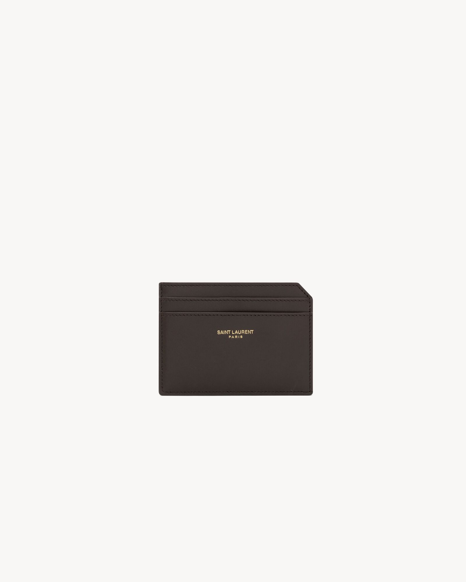 深巧克力色 酒红色Saint Laurent Paris双色光滑牛皮革开放式卡包