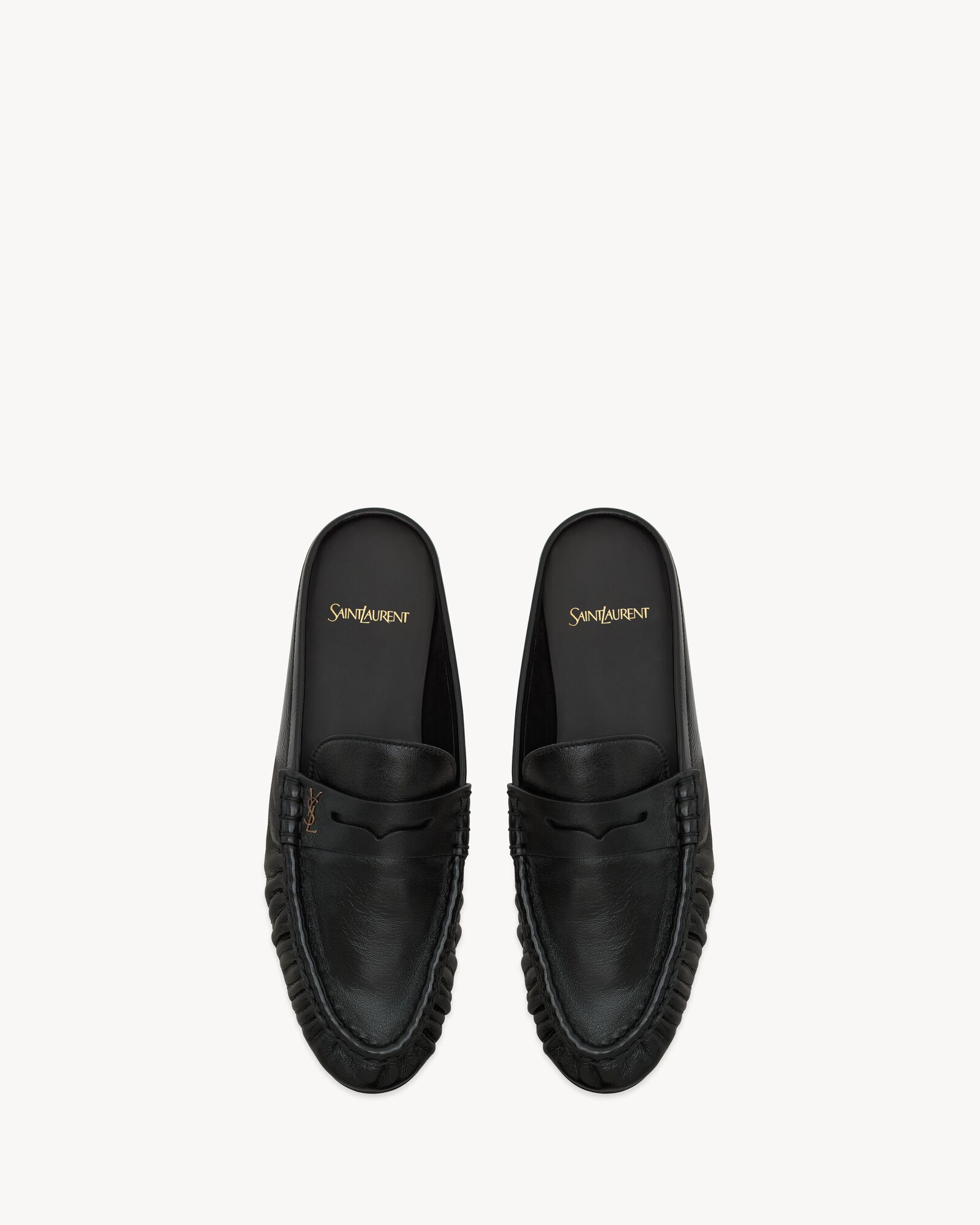 LE LOAFER亮面褶皱皮革穆勒鞋