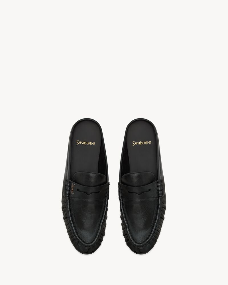 LE LOAFER亮面褶皱皮革穆勒鞋