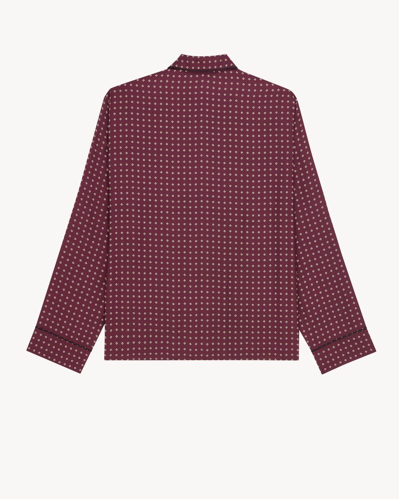 菱形纹桑蚕丝缎面睡衣式上衣