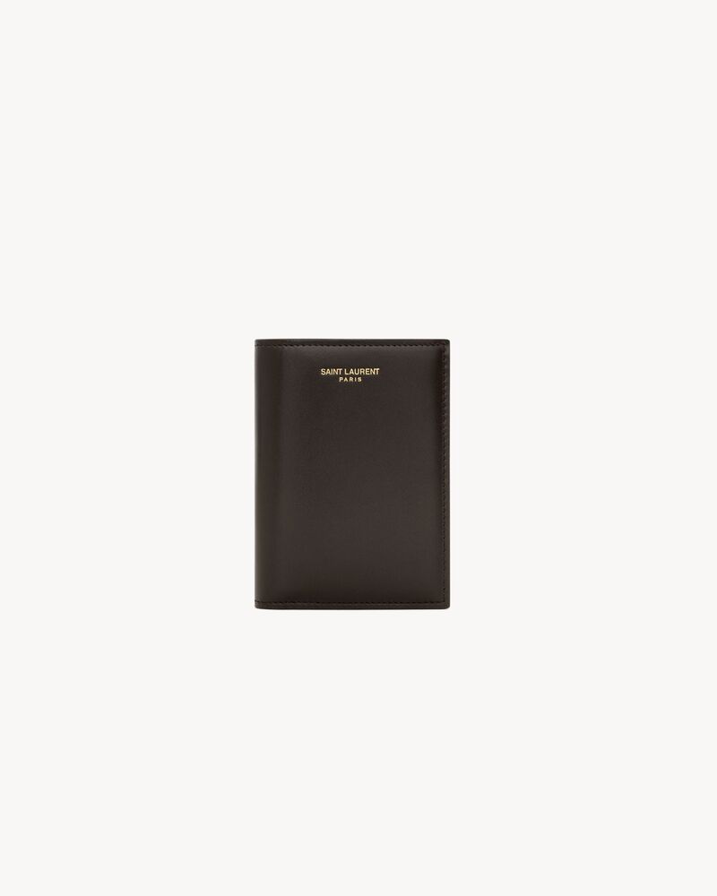 SAINT LAURENT PARIS双色光滑牛皮革信用卡钱包