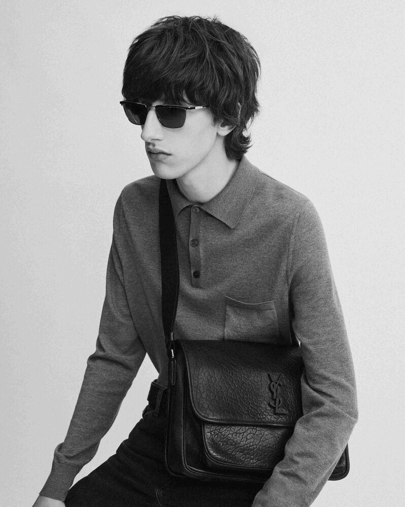 NIKI messenger粒面皮革手袋