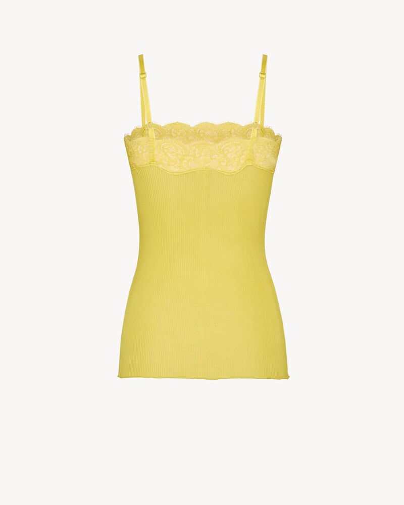 罗纹桑蚕丝平纹针织蕾丝背心