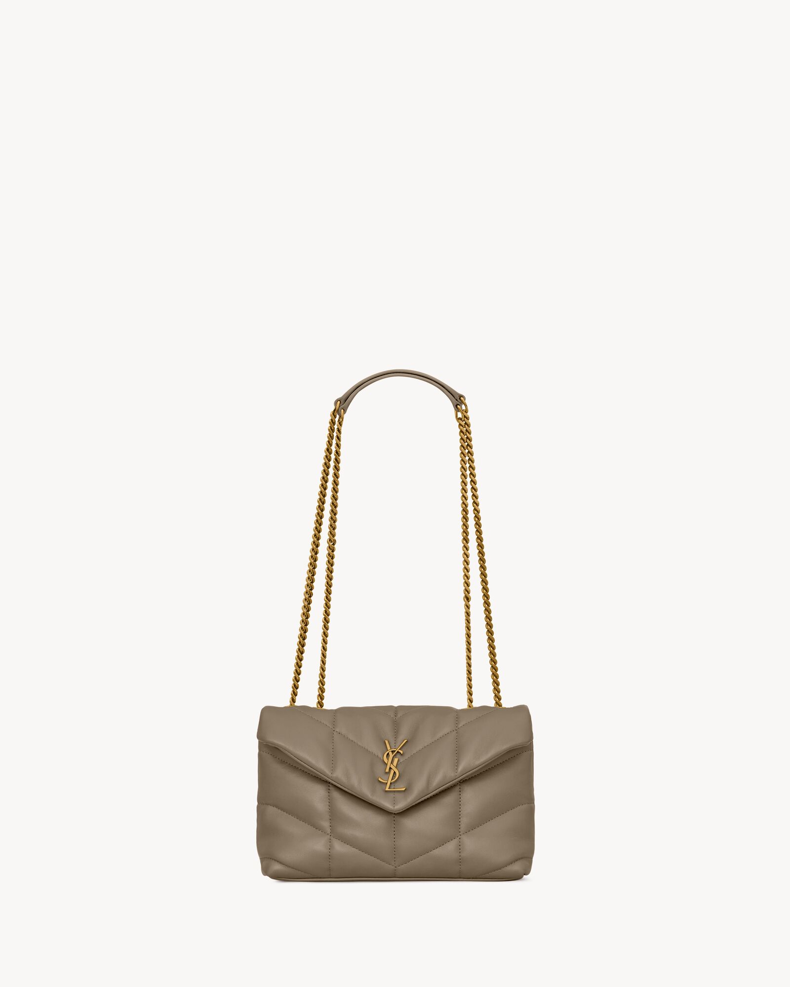 浅灰褐色PUFFER TOY羊皮革手袋