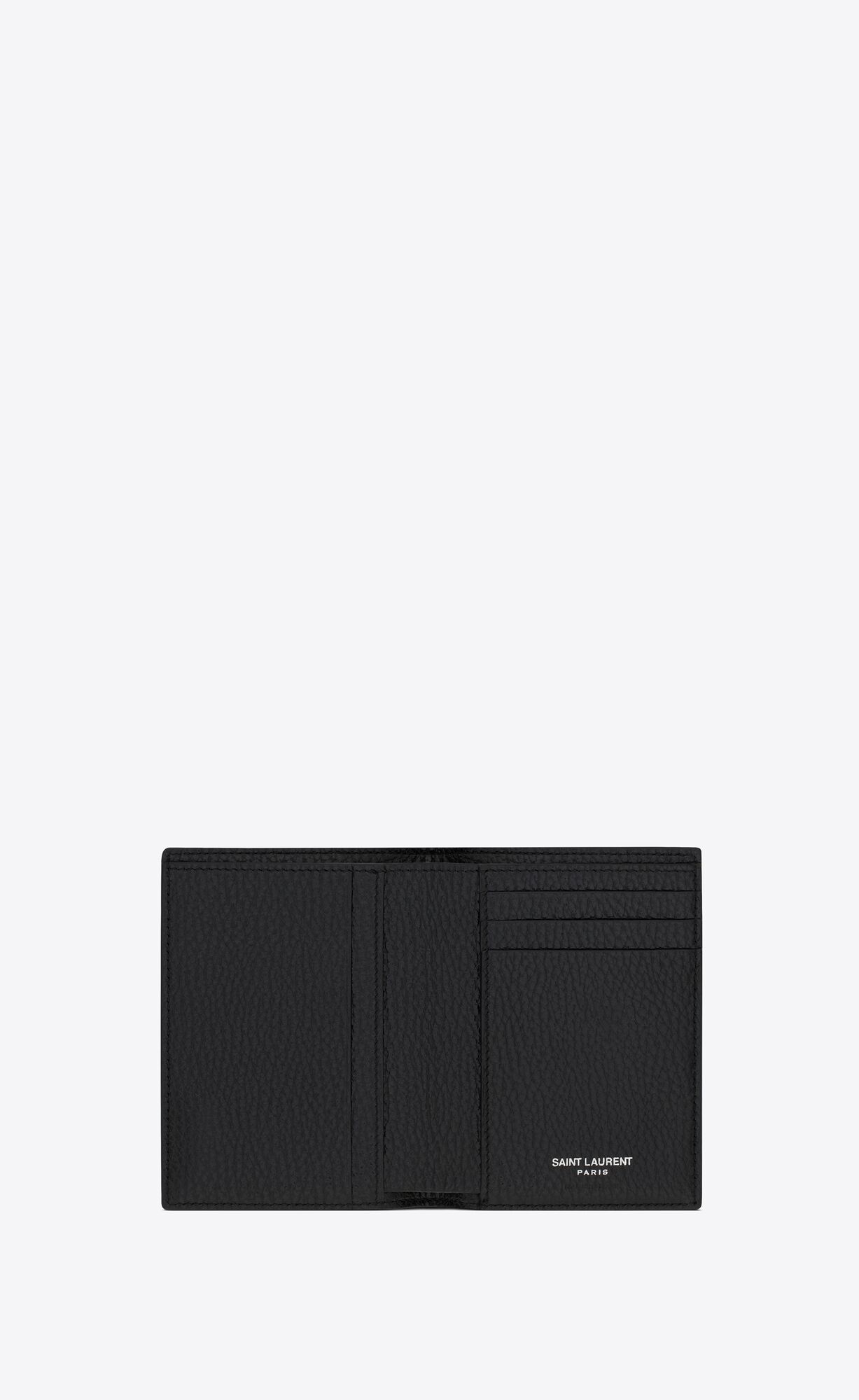 黑色TINY LE CASSANDRE粒面皮革信用卡钱包