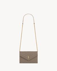 LE CASSANDRE粒面皮革信封链条钱包