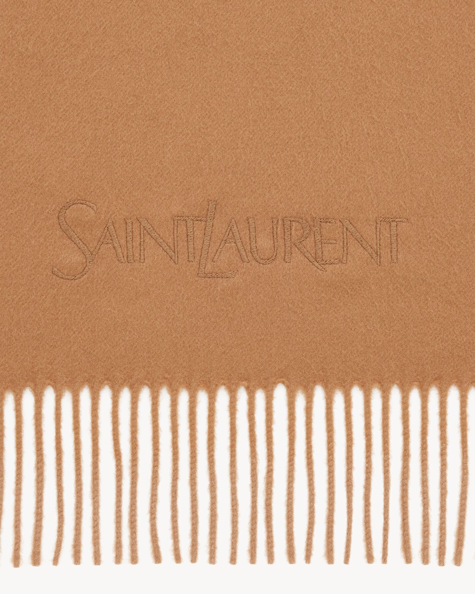 SAINT LAURENT山羊绒刺绣围巾