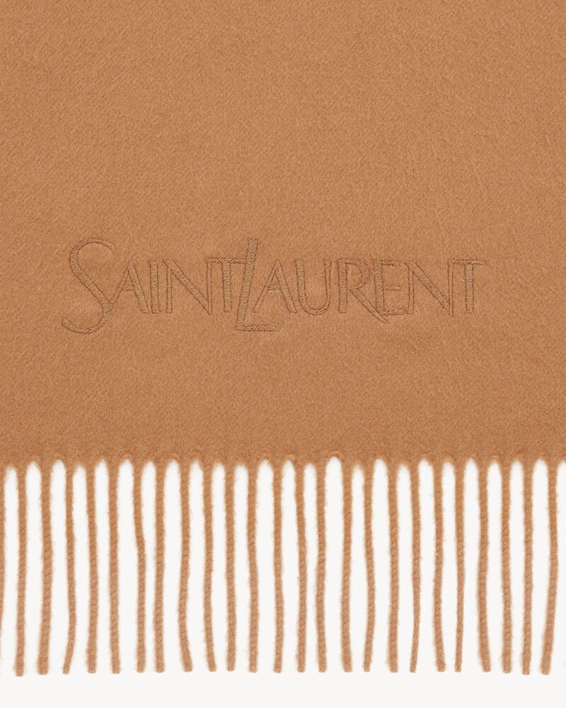 SAINT LAURENT山羊绒刺绣围巾